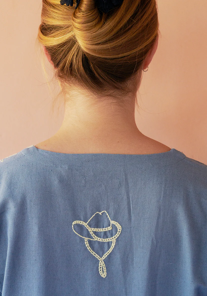 POLLY EMBROIDERY DRESS 3/4 SLEEVE - SEA - Image 3